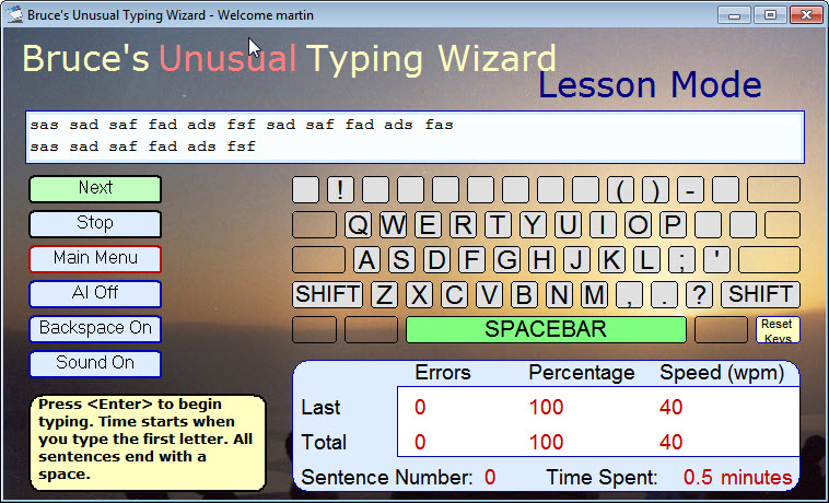 bruce unusual typing wizard