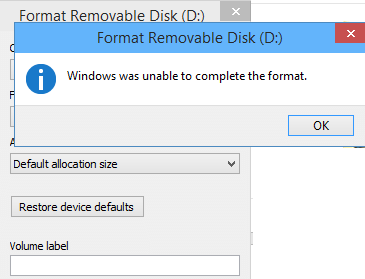formatting windows 10 with usb