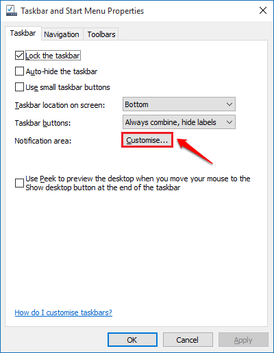 fix taskbar icons windows 10